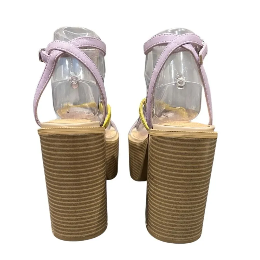 Urban Outfitters Eliza Strappy Platform Block Heel Sandals Size 8